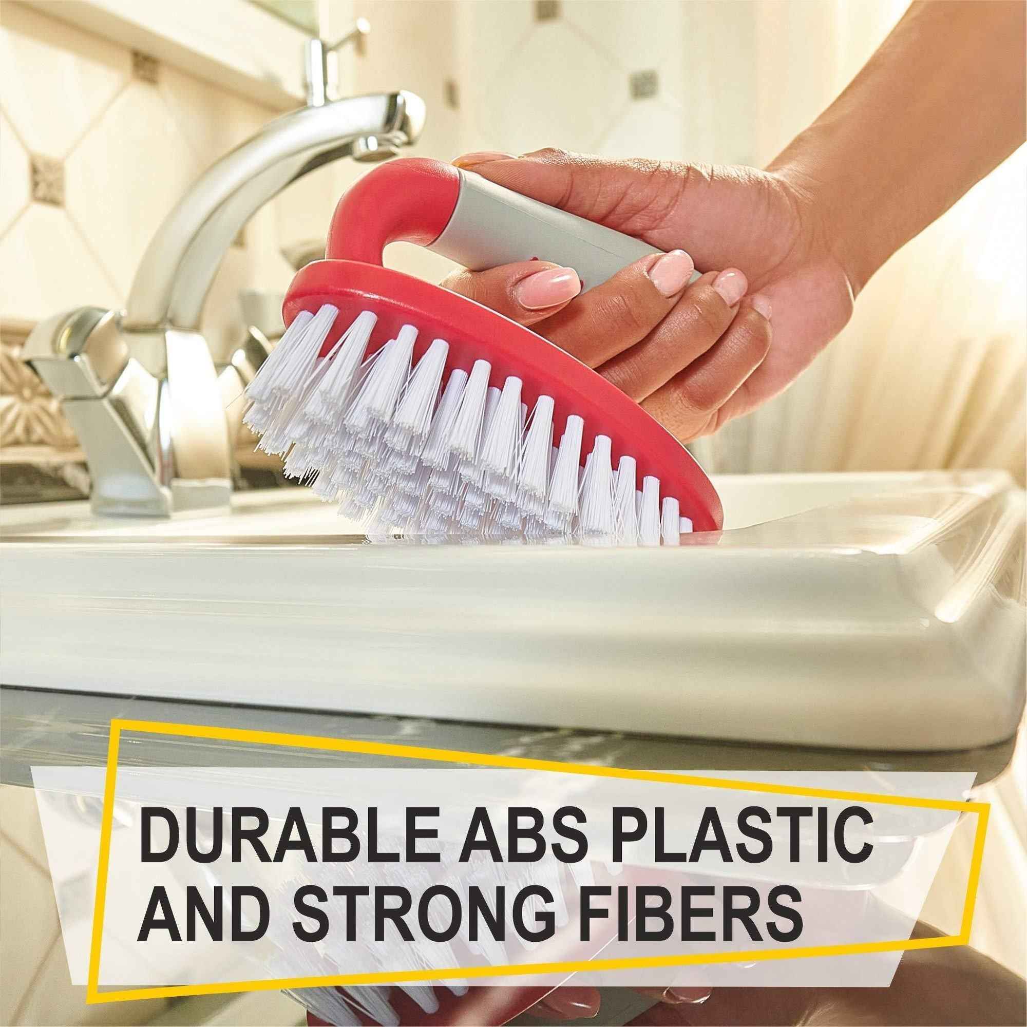 Scrub Brush Set of 3pcs Cleaning Shower Scrubber with Ergonomic Handle and Durable Bristles Grout Cleaner Brush Scrub Brushes for Cleaning Bathroom Shower Tile Kitchen Floor Bathtub Floor